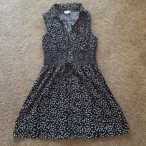 Black and white zipper polka dot dress